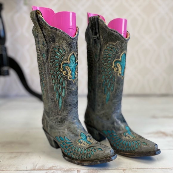 Corral Shoes - Corral Angel Wing Fleur de Lis Boots
